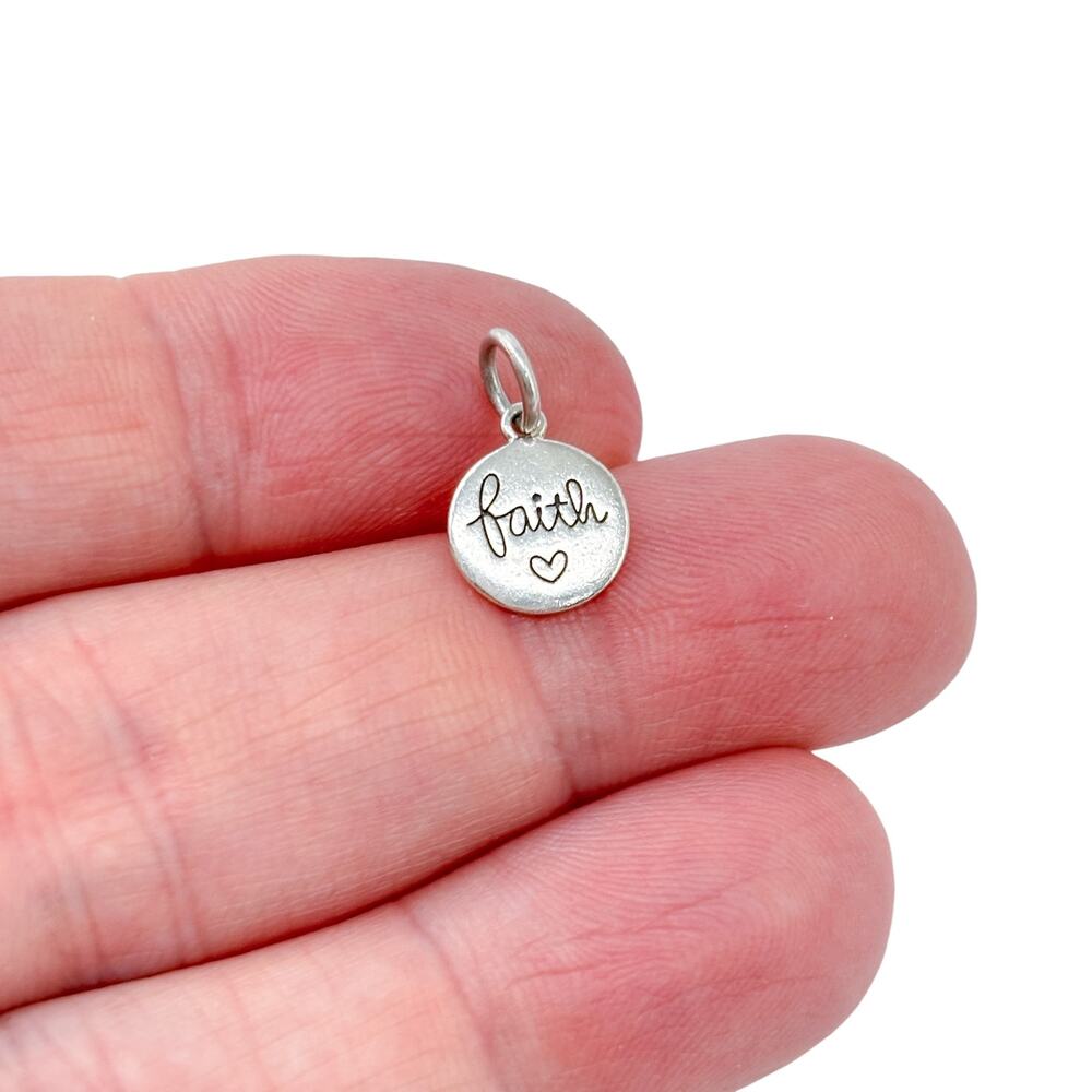 Vintage Sterling Silver 925 Faith Engraved Disc Charm